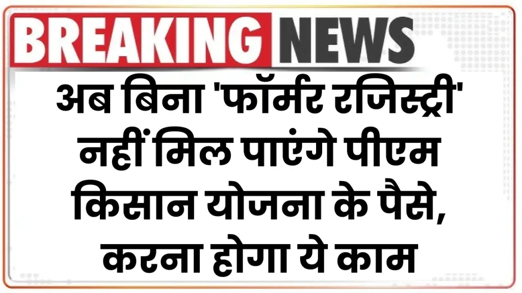 अब बिना 'फॉर्मर रजिस्ट्री' नहीं मिल पाएंगे पीएम किसान योजना किस्त के पैसे, सभी किसान आज ही करवा लें ये काम