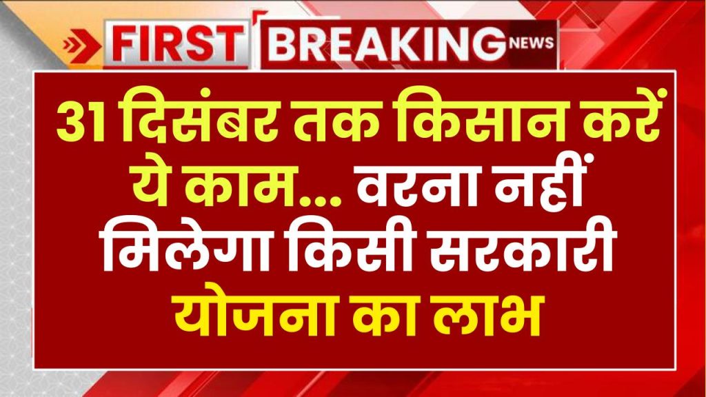 31 दिसंबर तक किसान करें ये काम... वरना नहीं मिलेगा किसी सरकारी योजना का लाभ