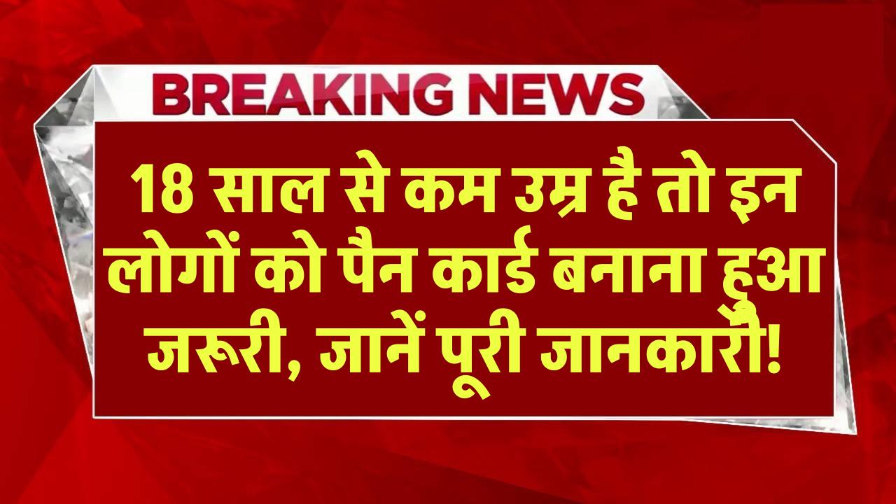 सभी लोग ध्यान दें: 18 साल से कम उम्र है तो इन लोगों को पैन कार्ड बनाना हुआ जरूरी, ऐसे करें अप्लाई