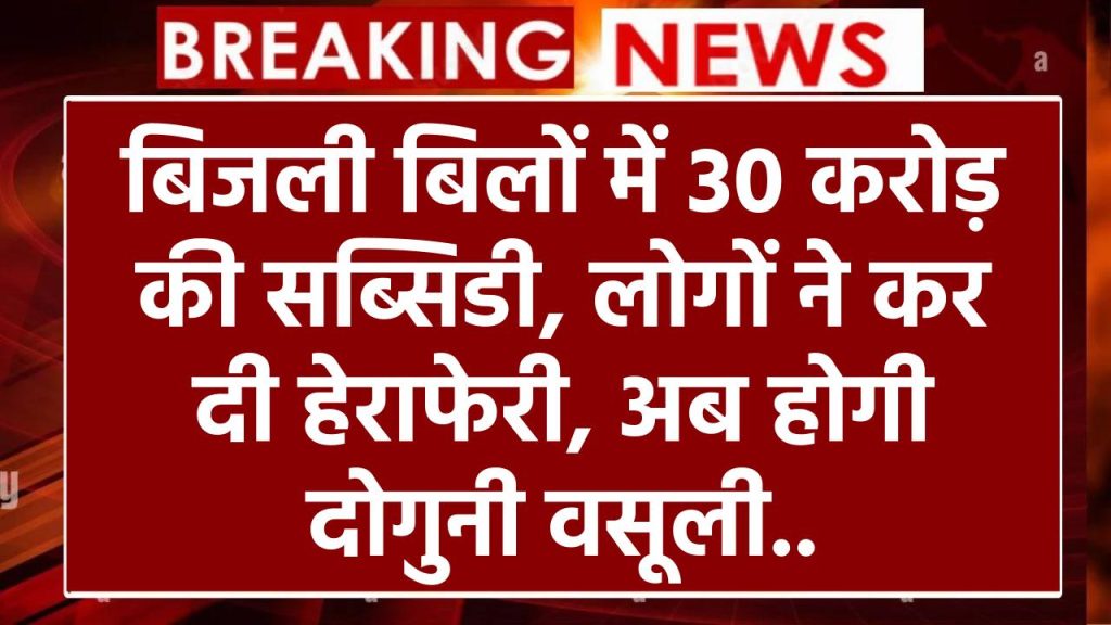 बिजली बिलों में 30 करोड़ की सब्सिडी, लोगों ने कर दी हेराफेरी, अब होगी दोगुनी वसूली..