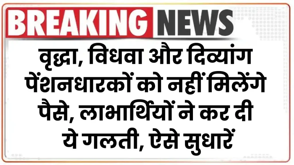 वृद्धा, विधवा और दिव्यांग पेंशनधारकों को नहीं मिलेंगे पैसे, लाभार्थियों ने कर दी ये गलती, ऐसे सुधारें