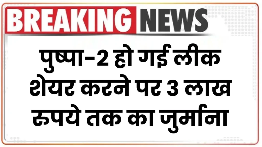 पुष्पा-2 हो गई लीक, ऐसा करने पर मिल सकती है खतरनाक सजा पर 3 लाख रुपये तक का जुर्माना, देखें