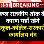 School Holiday: कल राजकीय शोक के कारण यहाँ रहेंगे स्कूल-कॉलेज-सरकारी कार्यालय बंद, सरकार ने की घोषणा